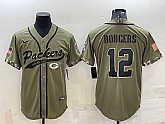 Men's Green Bay Packers #12 Aaron Rodgers Olive 2022 Salute to Service Cool Base Stitched Baseball Jersey,baseball caps,new era cap wholesale,wholesale hats